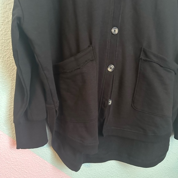 Westbound Knit V-Neck Button Front Hooded Cardigan size 1X black - Picture 6 of 9